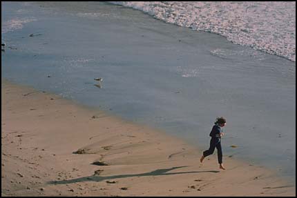 Figure running on beach