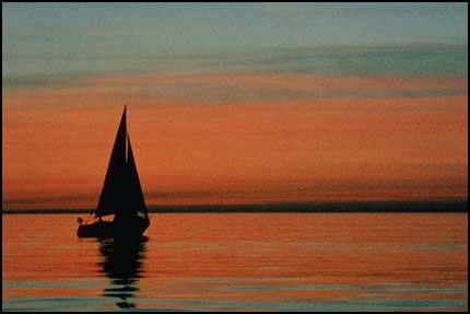 Sailboat on water-horizon lower 3rd