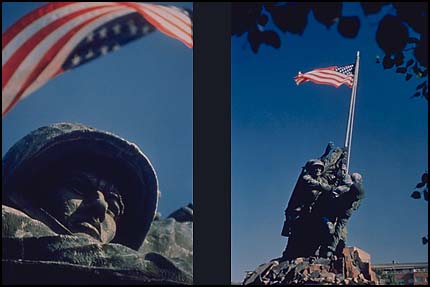 2 views of Iwo Jima monument